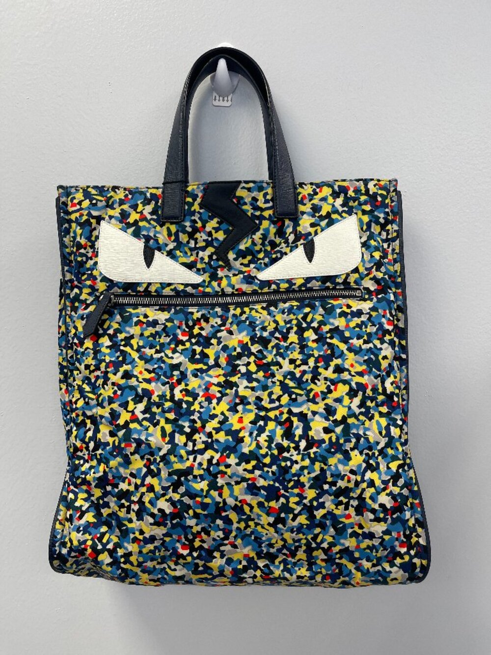 Fendi Monster Nylon Confetti Tote w/ Leather Trim, authentic!